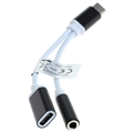 OTB 2-v-1 USB-C / 3.5mm Nabíjecí a Audio Adaptér - Bílý